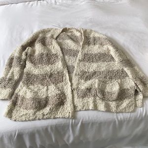 Cream/Beige Striped Free People Cardigan
